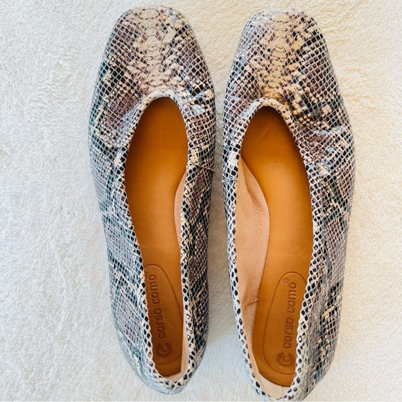 CORSO COMO TRISHINA SNAKESKIN SQUARE TOE SOFT LEATHER BALLET FLATS SIZE 8 - Picture 8 of 13